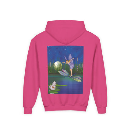 Fairy on a Dragonfly Youth Hooded Sweatshirt – Timeless Magic & Dreamlike Wonder