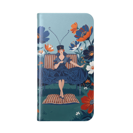 🌺🎩 The Lady Of The Grand Flower Garden Flip Case – Art Deco Floral Fantasy