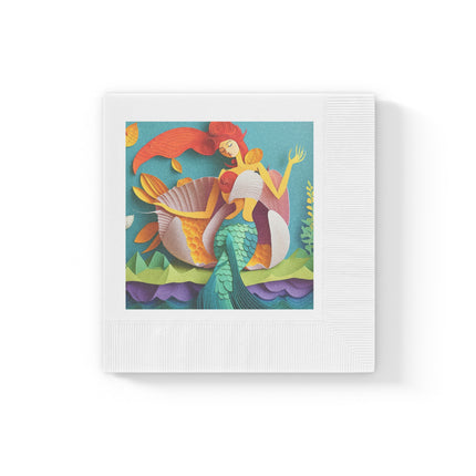 Charming Mermaid White Coined Napkins