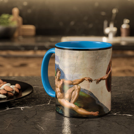 The Creation of Adam by Michelangelo Buonarroti Colorful Mugs (11oz, 15oz)