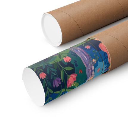 🦋🌷 The Secret Flower Forest Matte Vertical Poster – Art Deco Botanical Whimsy