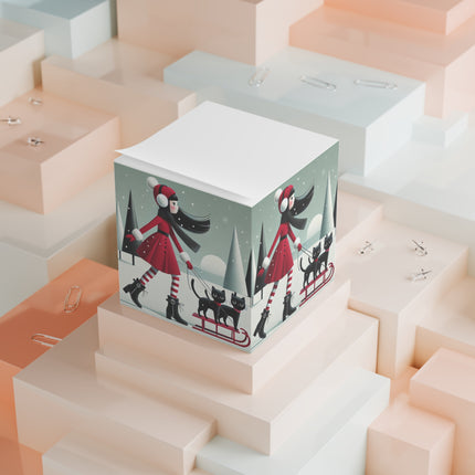 Red Sled & Curious Cats Note Cube