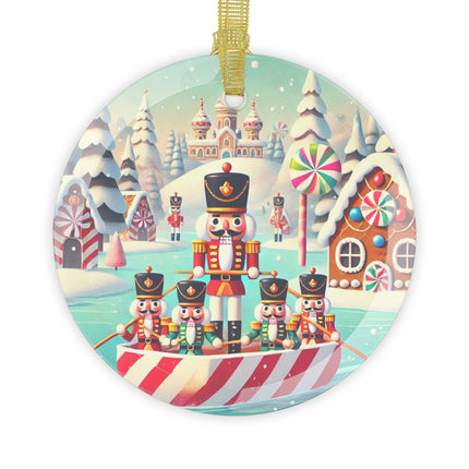 Nutcracker Candy-Striped Adventure Glass Ornament
