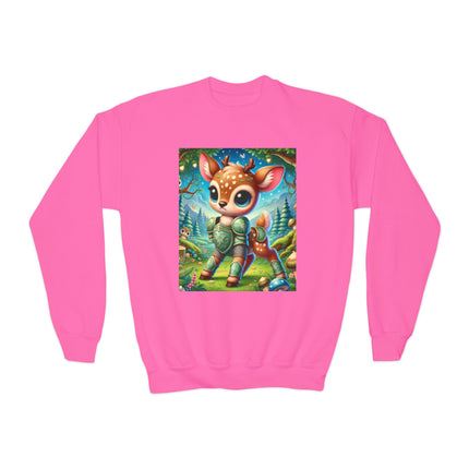 Fawn Defender Youth Crewneck Sweatshirt – Woodland Courage & Gentle Strength