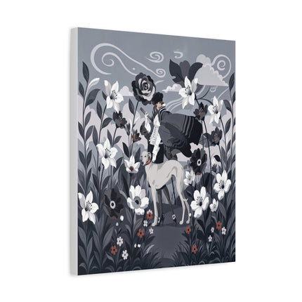 🖤🌸 The Greyhound Floral Promenade Placemat – Art Deco Monochrome Fashion