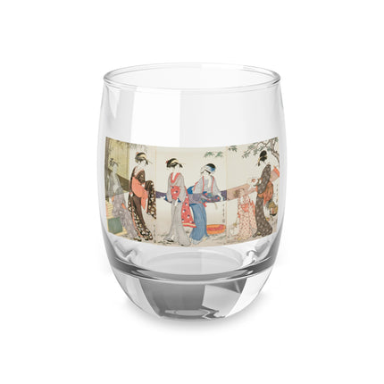 Drying and Stretching Cloth by Kitagawa Utamaro Whiskey Glass