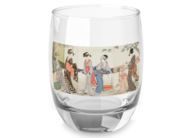 Drying and Stretching Cloth by Kitagawa Utamaro Whiskey Glass