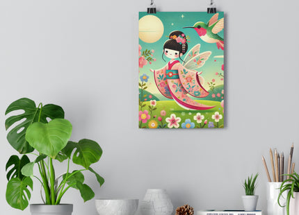 Geisha Fairy and the Hummingbird Blossom Giclée Art Print