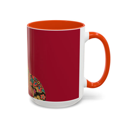 Butterfly Empress of the Crimson Pavilion Colorful Mug (11oz, 15oz) – Art Deco Beauty, Butterfly Elegance & Ornamental Style