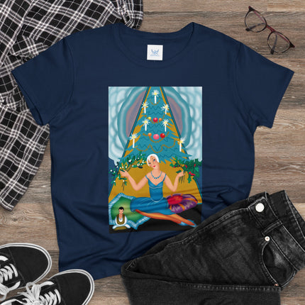 Art Deco Christmas Elegance Women's Midweight Cotton Tee
