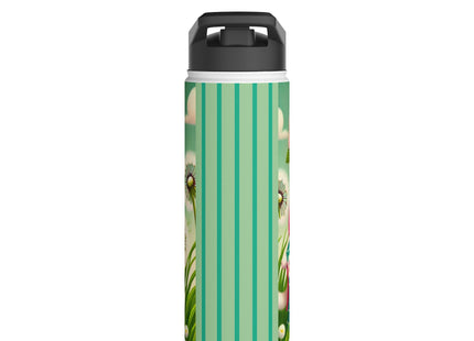 Geisha Kitten and the Dandelion Wish Stainless Steel Water Bottle, Standard Lid