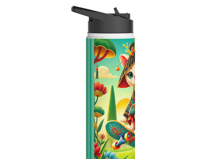 Dragon Dance on Wheels Stainless Steel Water Bottle, Standard Lid
