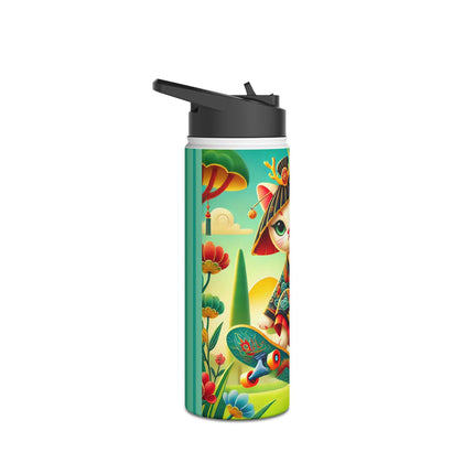 Dragon Dance on Wheels Stainless Steel Water Bottle, Standard Lid