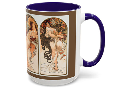The Seasons by Alphonse Maria Mucha Colorful Mugs (11oz, 15oz)