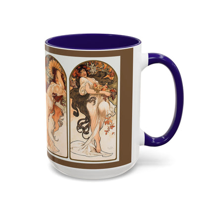 The Seasons by Alphonse Maria Mucha Colorful Mugs (11oz, 15oz)