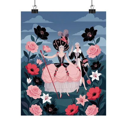 🌹🎀 The Lady Of The Grand Floral Masquerade Matte Vertical Poster – Art Deco Fashion Whimsy