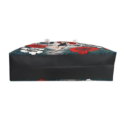 🌹☂️ The Scarlet Parasol Garden Weekender Bag – Art Deco Floral Elegance