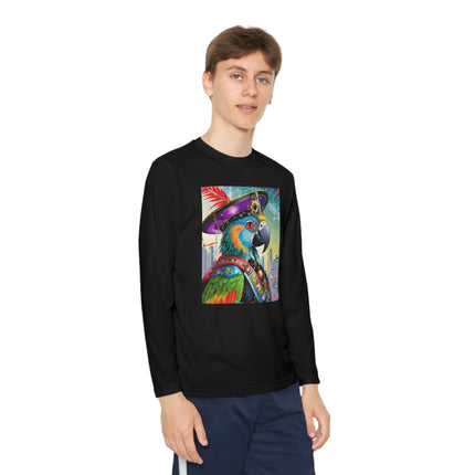 Tech Plumes Youth Long Sleeve Competitor Tee – Neon Wings & Cyberpunk Adventure