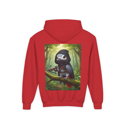 The African Grey Sentinel Youth Hooded Sweatshirt – Quiet Strength & Woodland Adventure