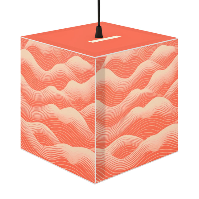 Hues of Orange and Beige Wave Pattern Light Cube Lamp