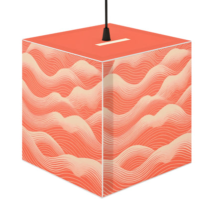 Hues of Orange and Beige Wave Pattern Light Cube Lamp