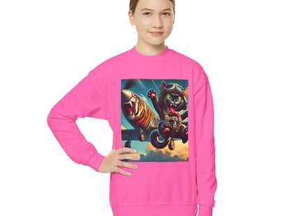 Parachuting Cat Commando Youth Crewneck Sweatshirt