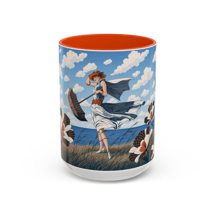 🌊🌼 The Windswept Seaside Promenade Colorful Mug – Art Deco Coastal Elegance