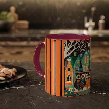 Night of the Trick-or-Treating Owlets Colorful Mugs, 11oz