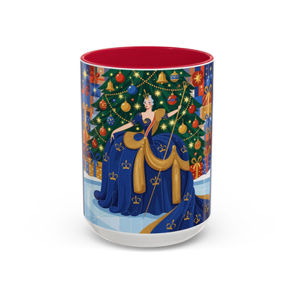 👑🎄 The Christmas Queen Of Golden Bells Colorful Mug – Art Deco Holiday Elegance