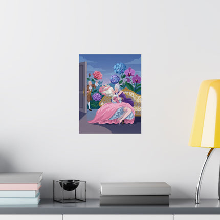 🌹💋 The Lady Of The Secret Rendezvous Matte Vertical Poster – Art Deco Romantic Whimsy