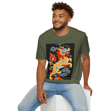 🐅🔥 The Golden Fire Tiger Softstyle T-Shirt – Celestial Flames & Eastern Fantasy