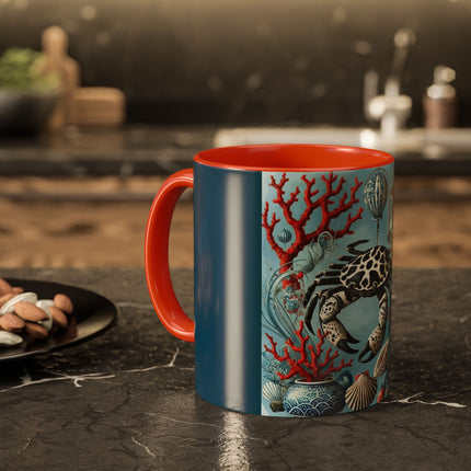 Spotted Crab & Pagoda Colorful Mug – Mystical Ocean & Asian Harmony