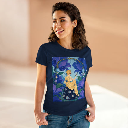 🪞🌺 The Enchanted Garden Mirror Cotton Tee – Art Deco Fashion Whimsy
