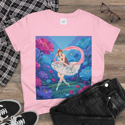 🦋🌸 The Butterfly Garden Ballet Cotton Tee – Art Deco Floral Whimsy