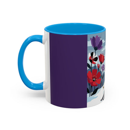 🎿❄️ The Winter Flower Skier Colorful Mug – Art Deco Alpine Fantasy