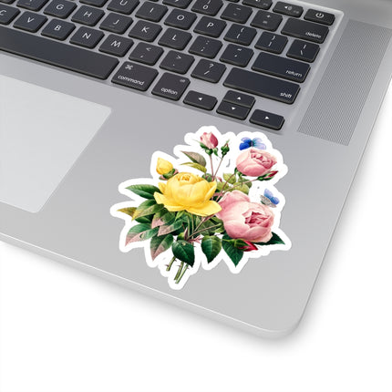 Yellow Rose and Cabbage Rose botanical illustration by Pierre-Joseph Redouté Kiss-Cut Stickers (4 Sizes)