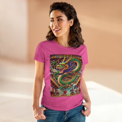 Tibetan Dragon Over Kabuki Duel Cotton Tee
