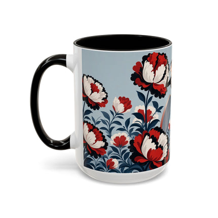 ❤️🌺 The Scarlet Blossom Dancer Colorful Mug – Art Deco Fashion Whimsy
