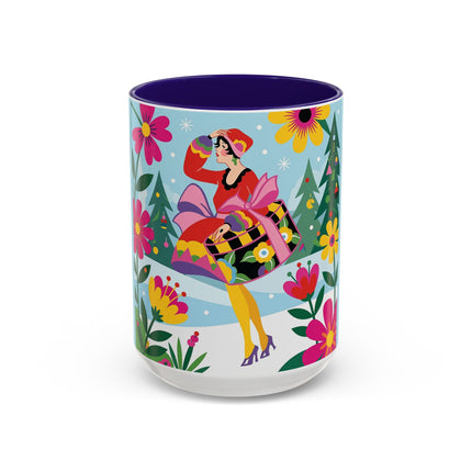 🌸🎄 Christmas In The Winter Garden Colorful Mug – Whimsical Holiday Fantasy