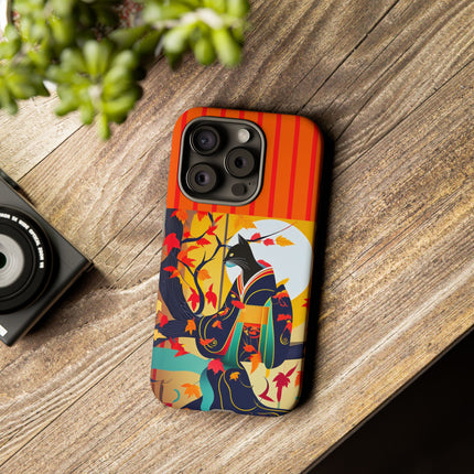 Black Cat in Kimono Phone Cases