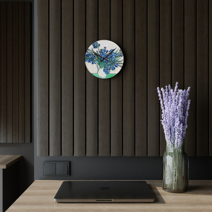 Irises by Vincent Van Gogh Acrylic Wall Clock, Round and Square