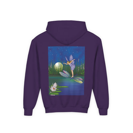 Fairy on a Dragonfly Youth Hooded Sweatshirt – Timeless Magic & Dreamlike Wonder