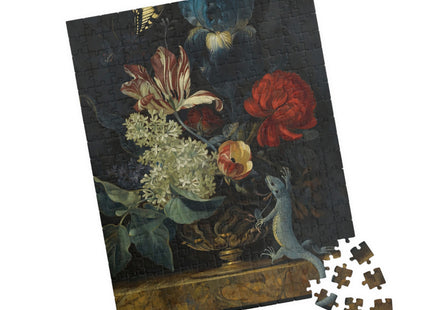 Dutch Baroque Still Life Puzzle — Tulips, Butterfly & Lizard (110–1014 pcs)