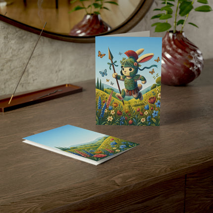 🐇🛡️ The Little Meadow Knight Greeting Card – Whimsical Animal Adventure