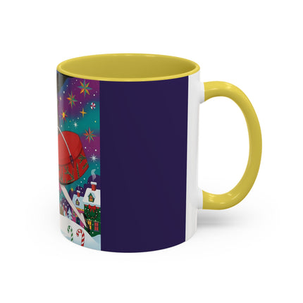 🎁✨ The Lady Of The Christmas Hatbox Colorful Mug – Art Deco Holiday Fantasy