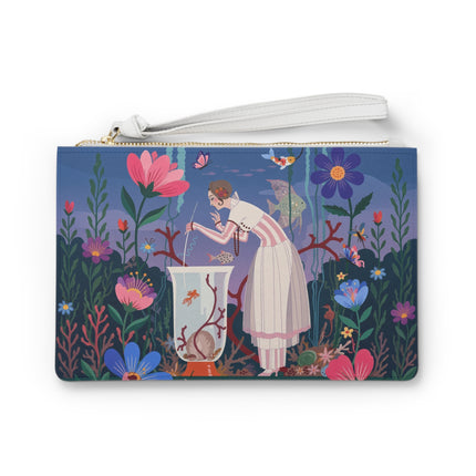 🐠🌸 The Enchanted Aquarium Garden Clutch Bag – Art Deco Underwater Fantasy