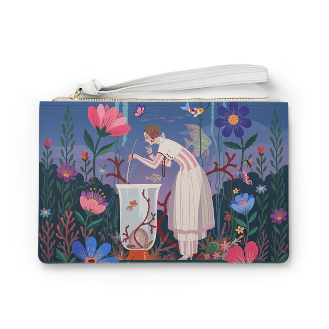 🐠🌸 The Enchanted Aquarium Garden Clutch Bag – Art Deco Underwater Fantasy