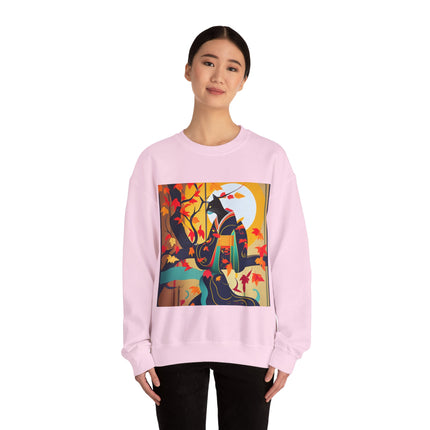 Black Cat in Kimono Unisex Heavy Blend™ Crewneck Sweatshirt