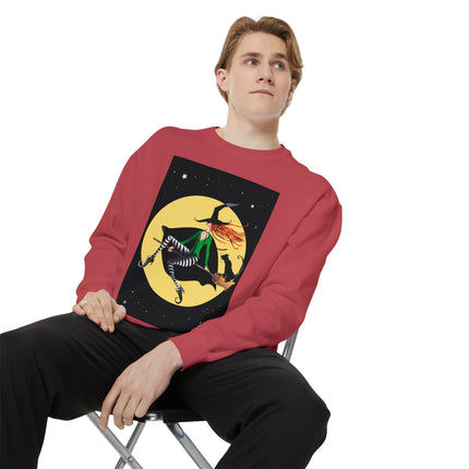 A Witch’s Moonlit Flight Unisex Garment-Dyed Sweatshirt
