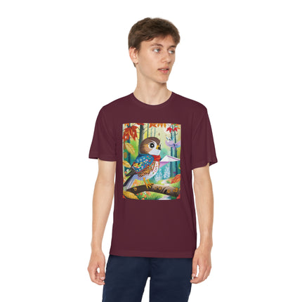 Baby Hawk Plays in Forest Youth Competitor Tee